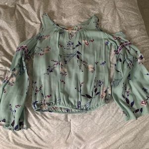 Teal shoulder- cut long sleeve